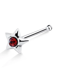 Rhinestone Star Bone Nose Stud Silver NSKD-26